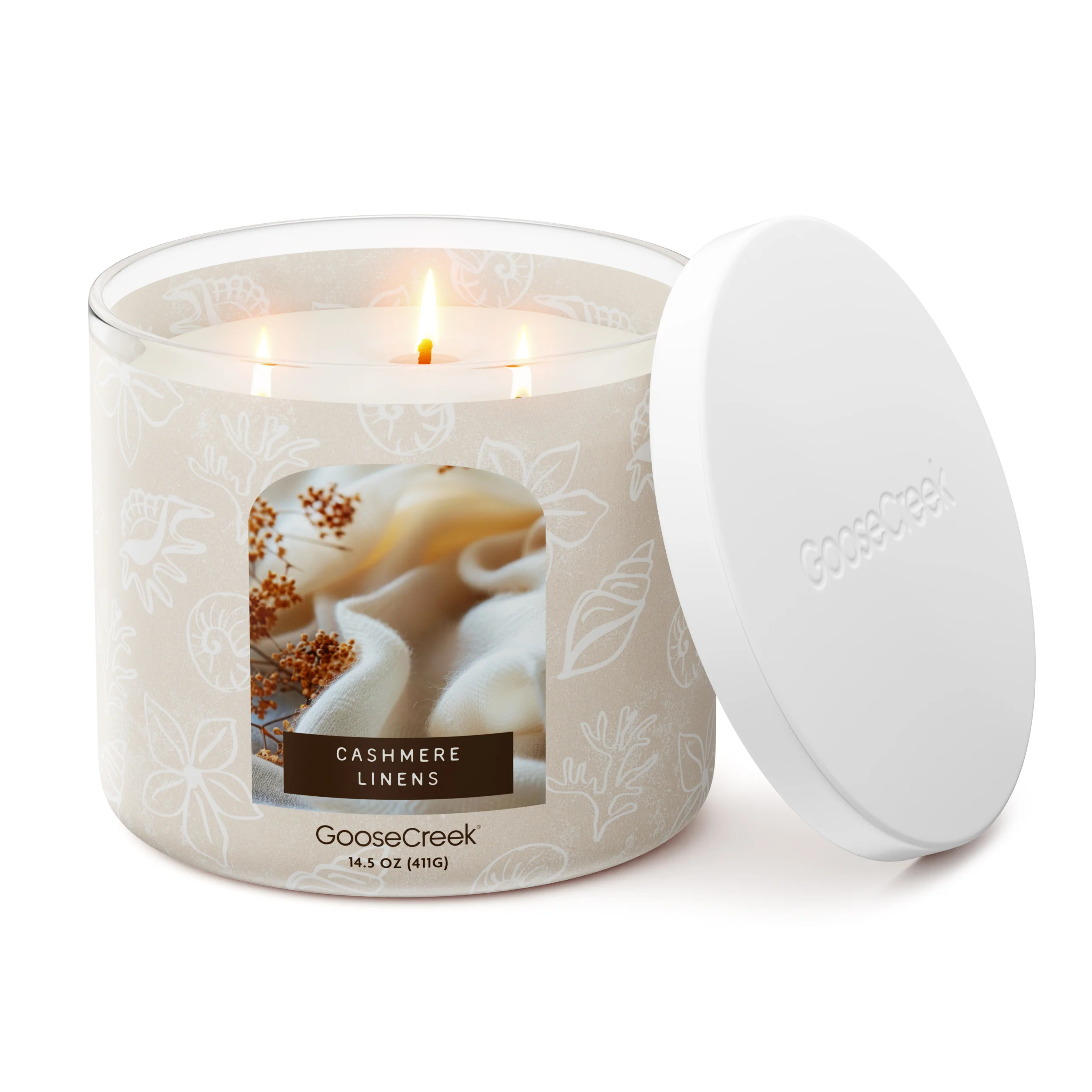 Cashmere Linens 3-Wick Candle - Image 3
