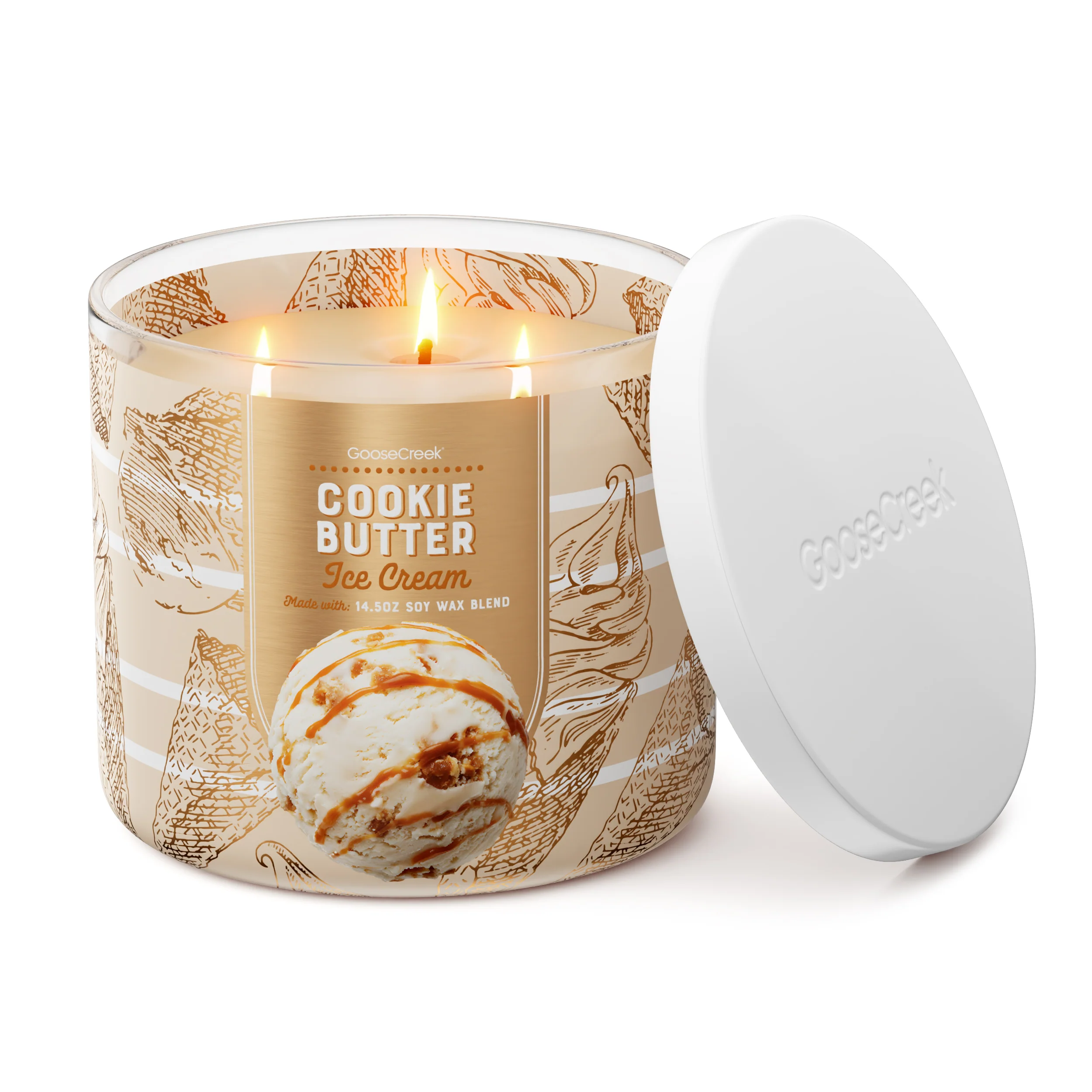 Cookie Butter Ice Cream 3-Wick Candle - Image 3