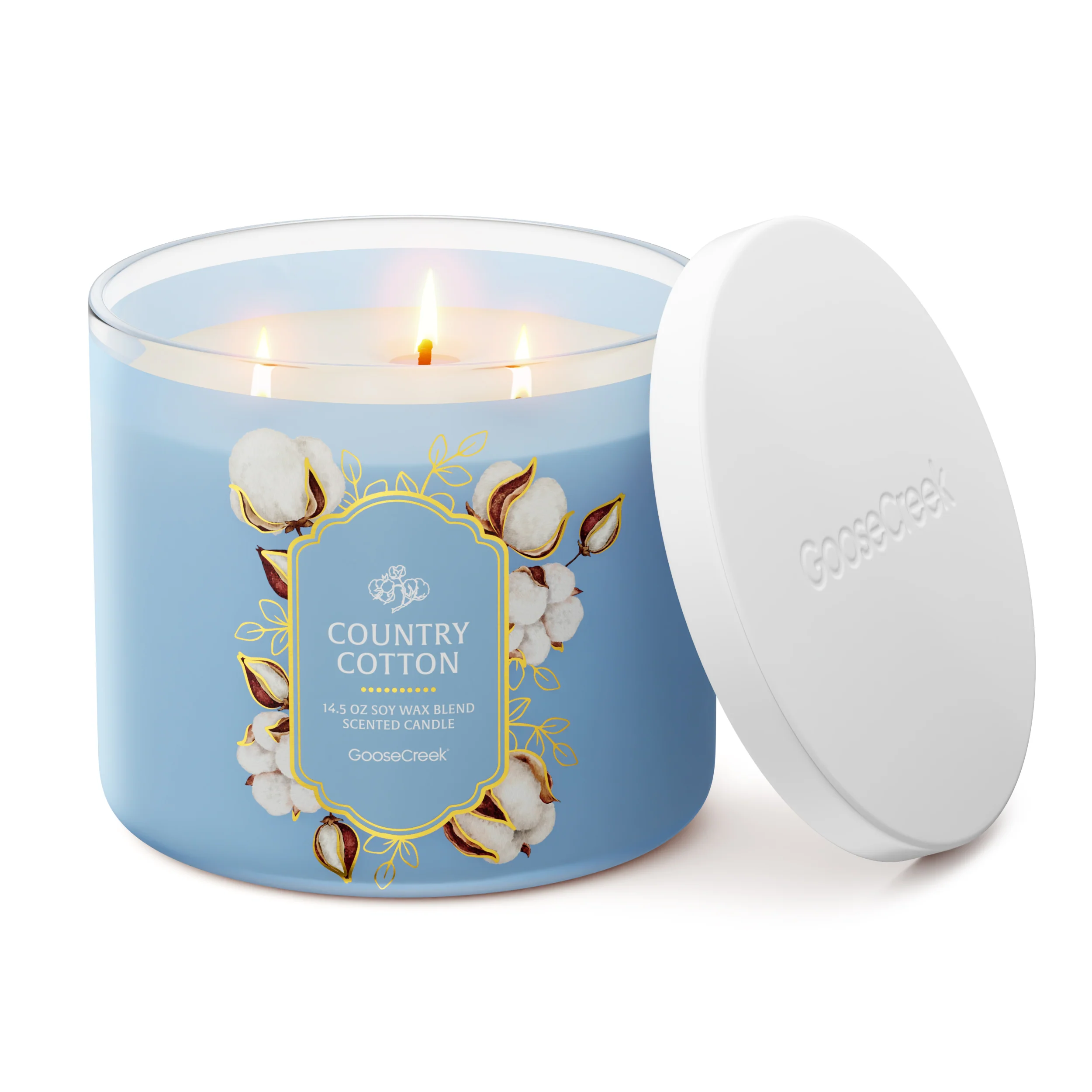 Country Cotton 3-Wick Candle - Image 3