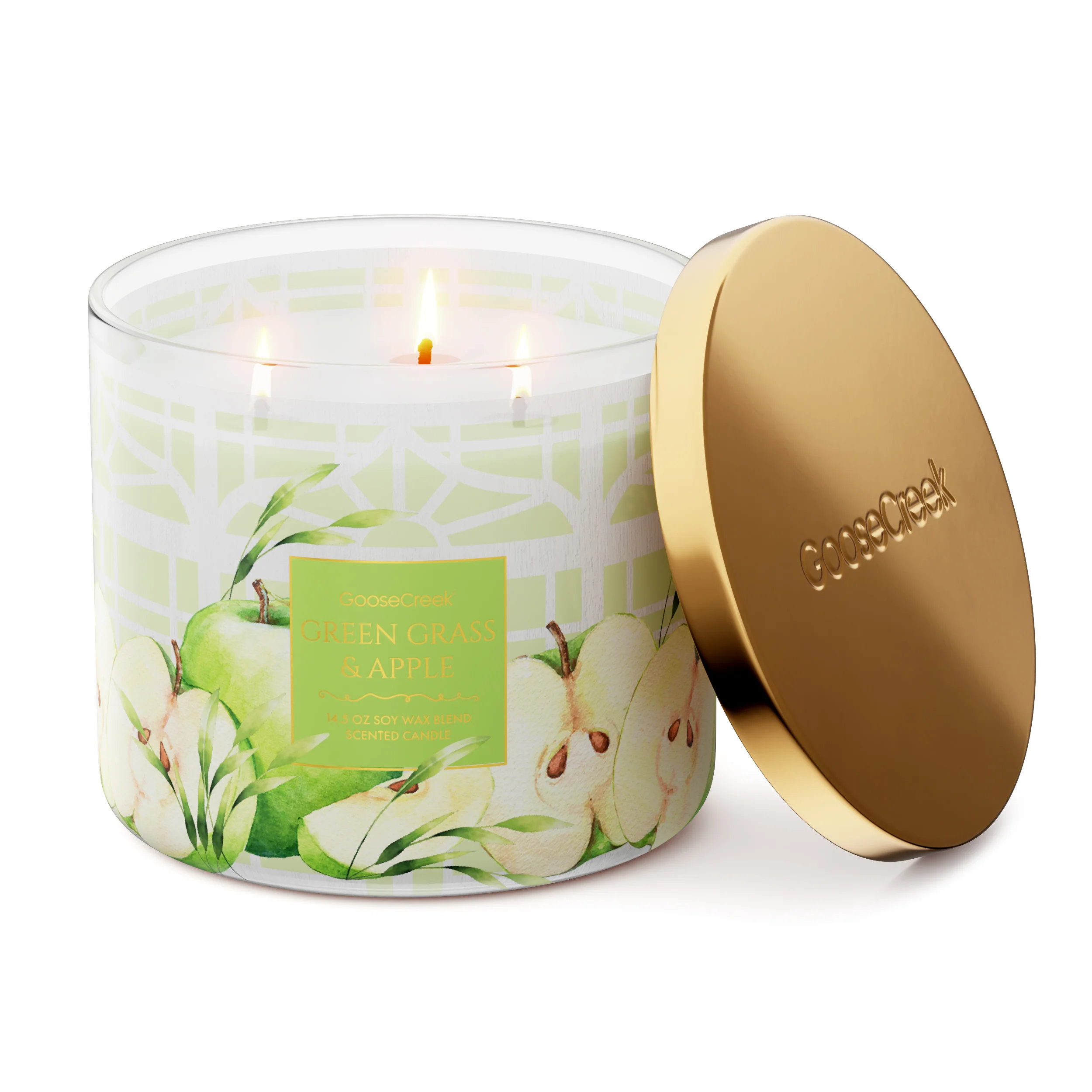 Green Grass & Apple 3-Wick Candle - Image 3