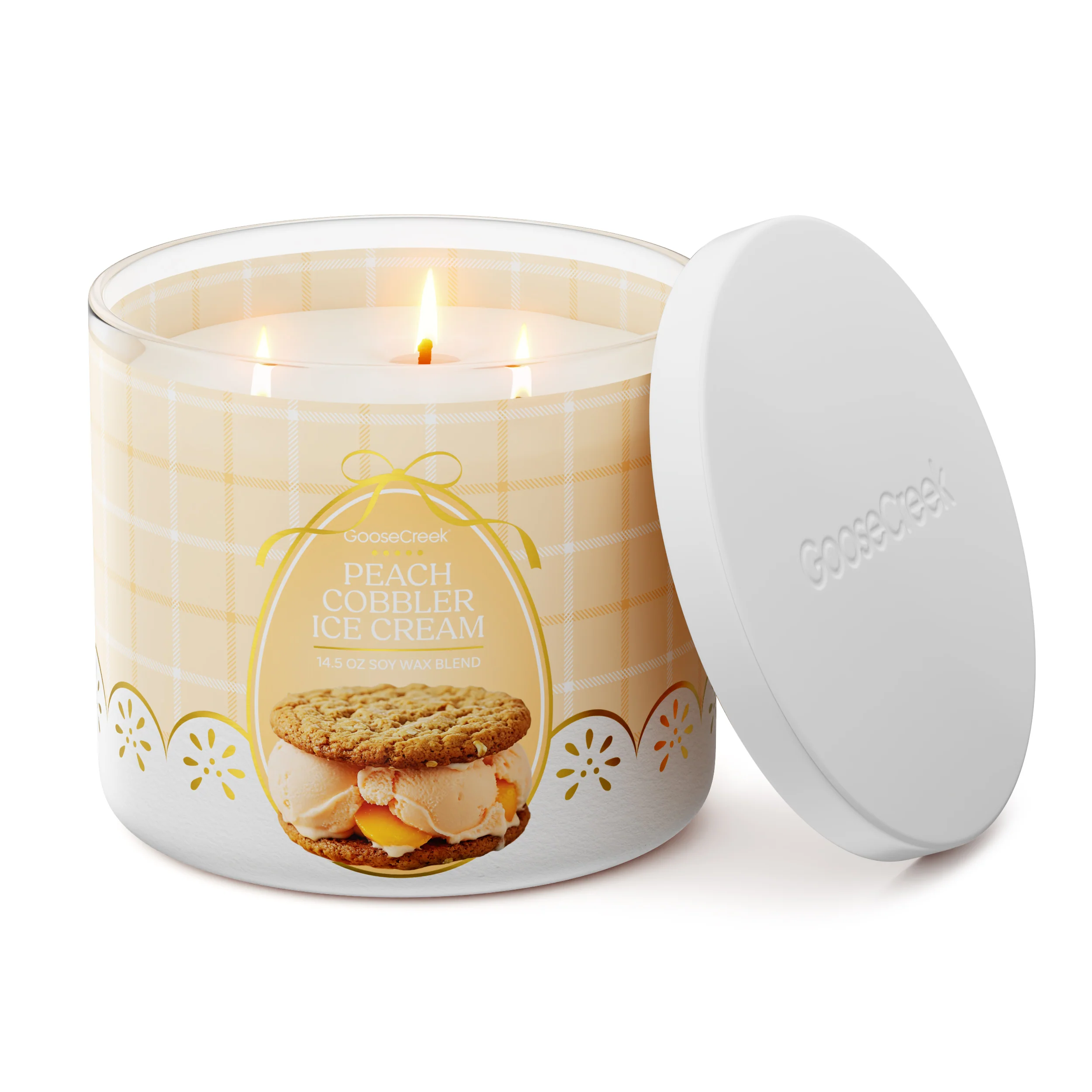 Peach Cobbler Ice Cream Large 3-Wick Candle - Image 3