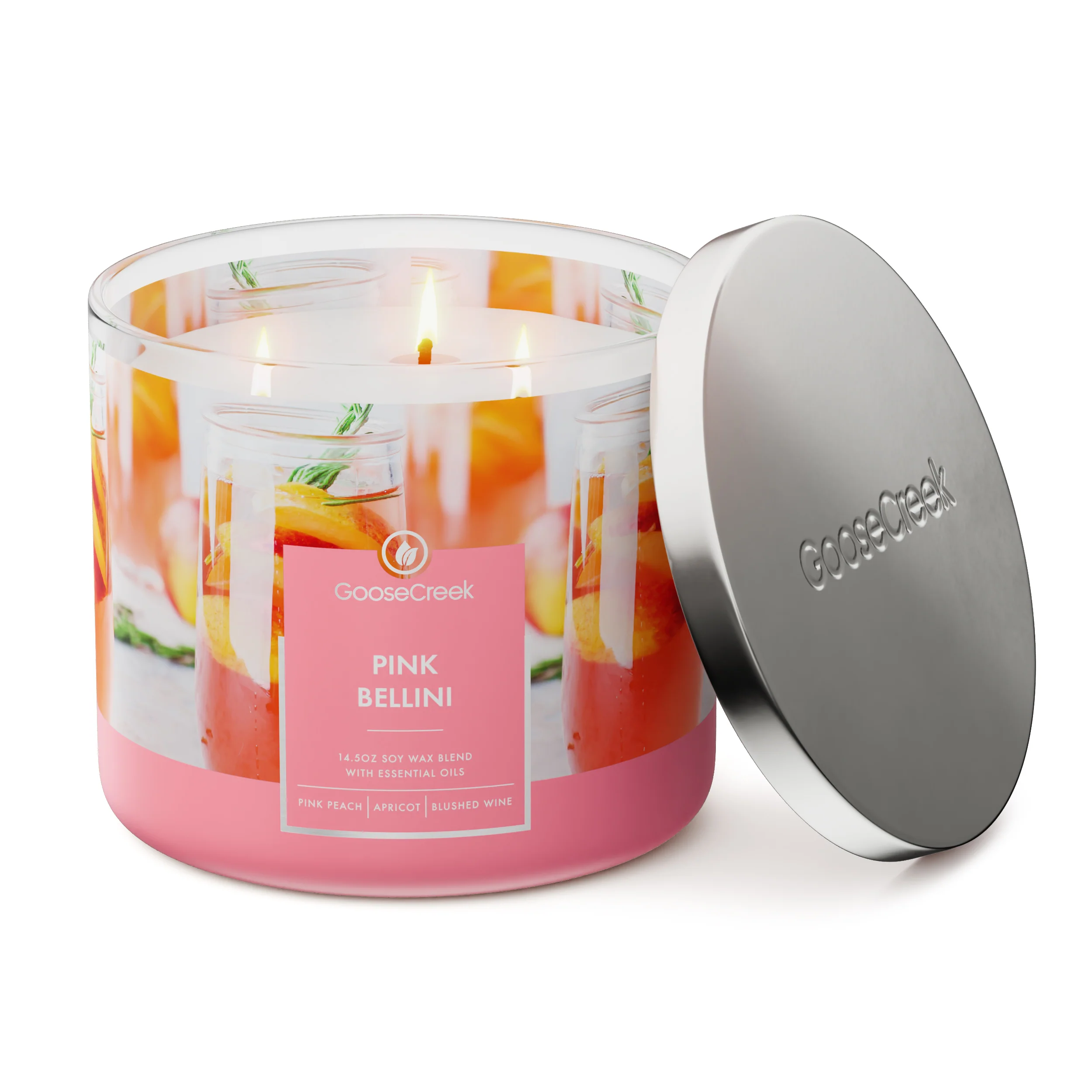 Pink Bellini Large 3-Wick Candle - Image 3