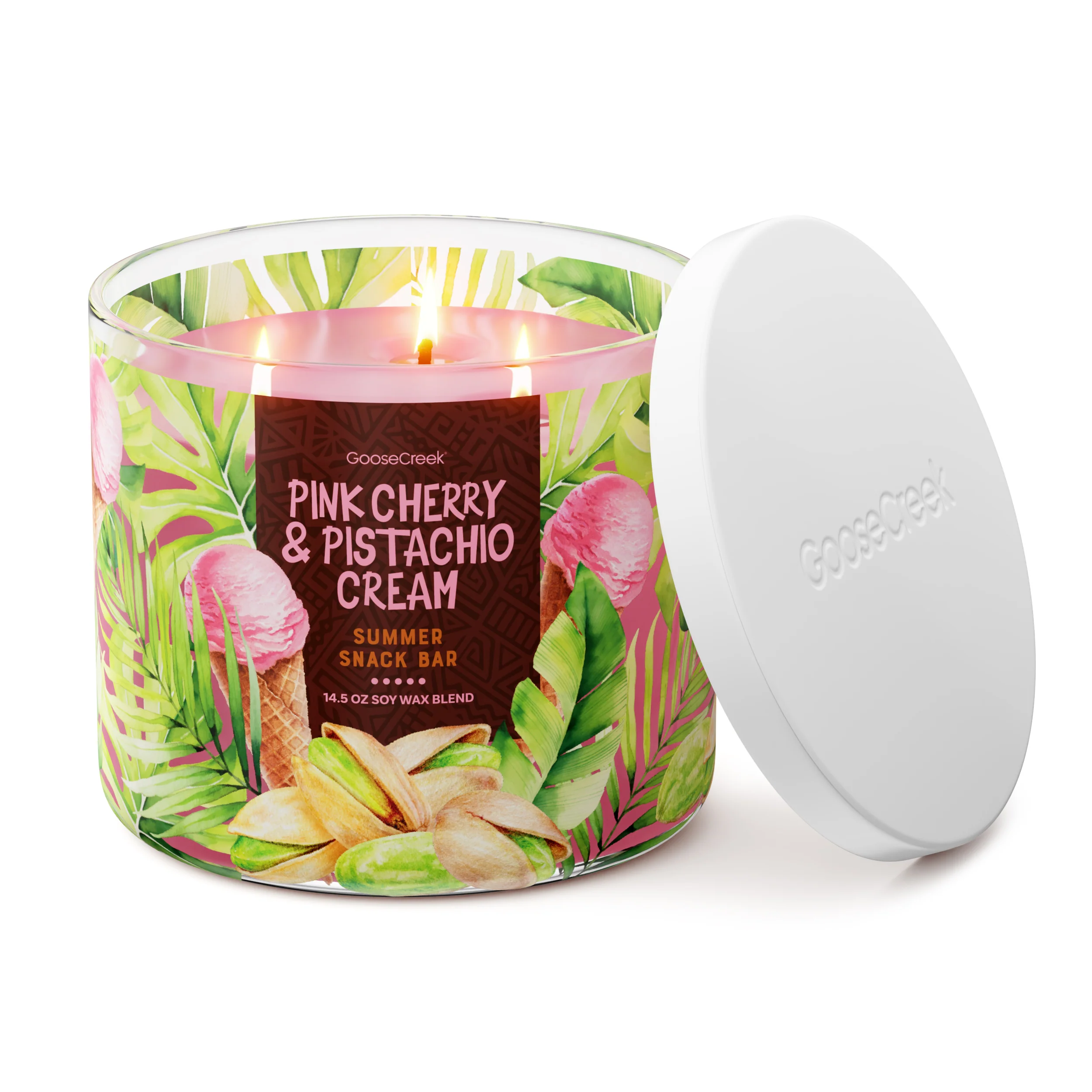 Pink Cherry & Pistachio Cream 3-Wick Candle - Image 3