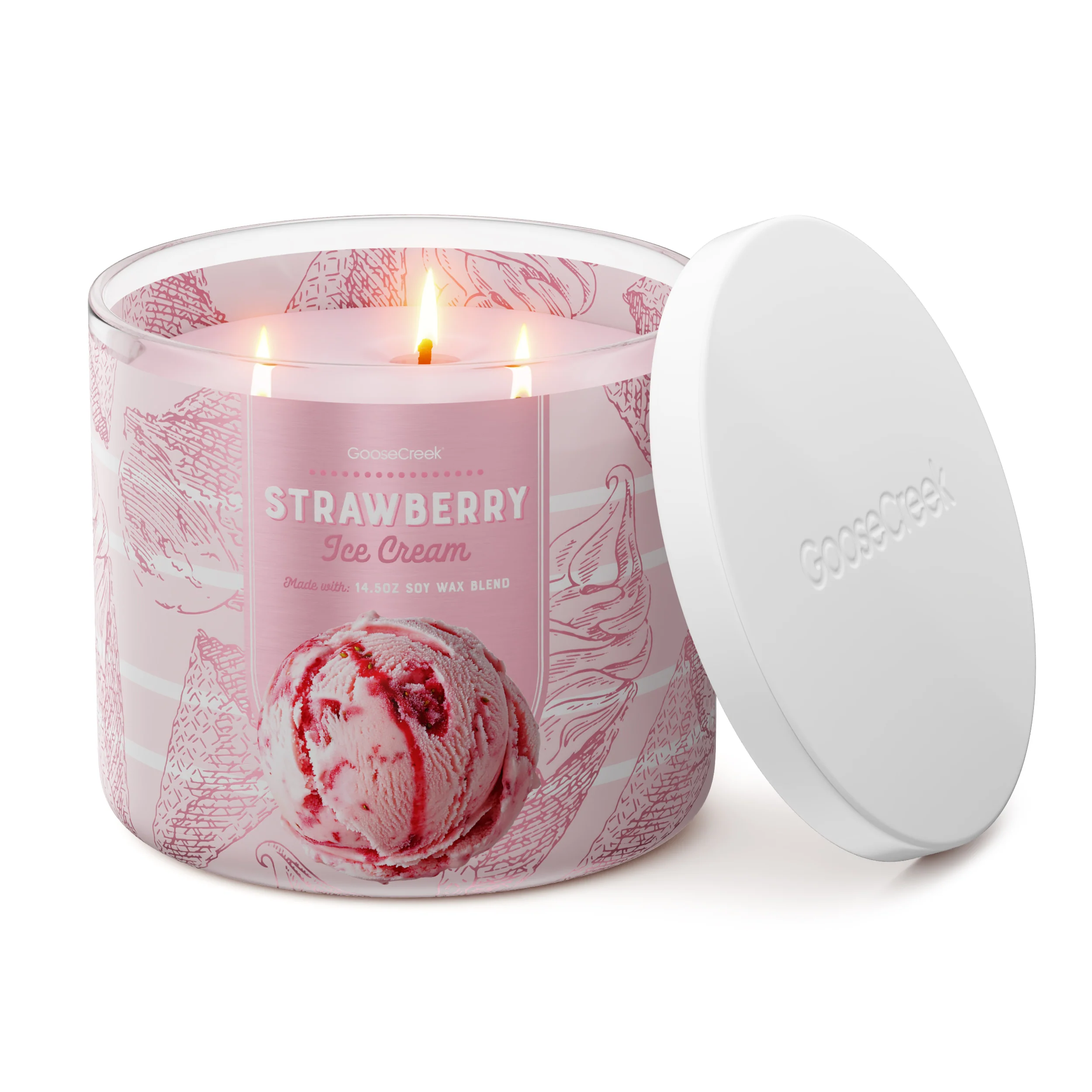 Strawberry Ice Cream 3-Wick Candle - Image 3