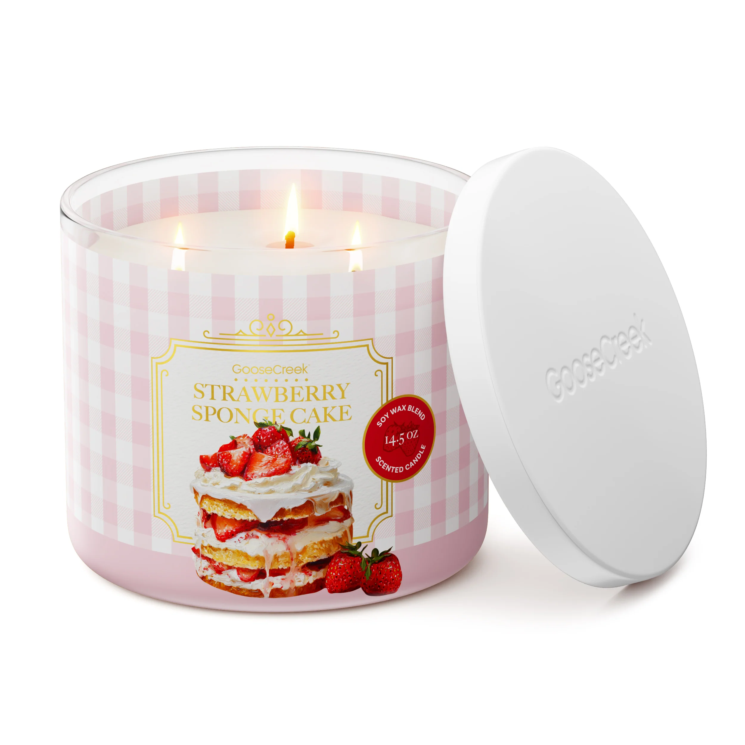 Strawberry Sponge Cake 3-Wick Candle - Image 3